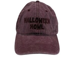 Burgundy Halloween Howl Embroidered Baseball‎ Cap Adult One Size Adjustable